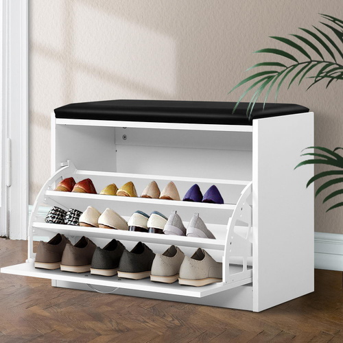 Shoe Rack Bench Shoe Cabinet 15 Pairs White Kyla