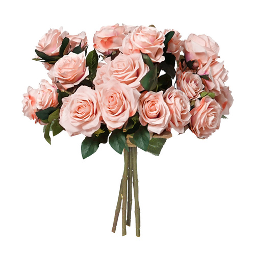 4 bunch artificial silk rose 9 heads flower fake bridal bouquet table decor champion