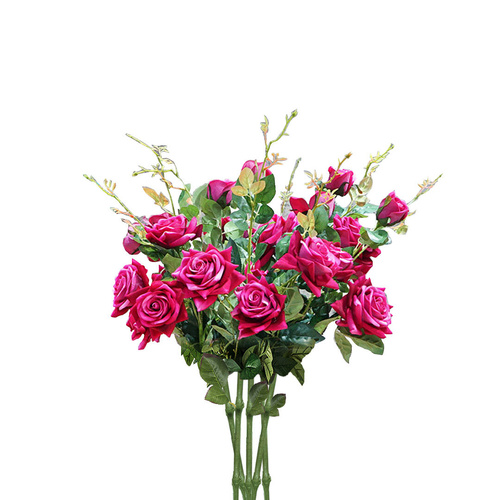 8 bunch artificial silk rose 5 heads flower fake bridal bouquet table decor pink