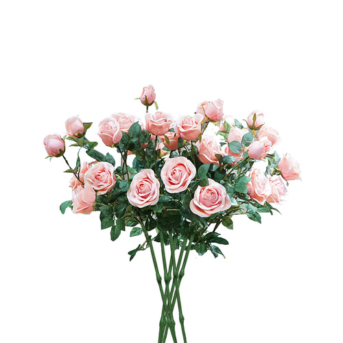8 bunch artificial silk rose 5 heads flower fake bridal bouquet table decor light pink