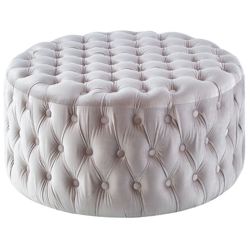 Cosmos Tufted Velvet Fabric Round Ottoman Footstools