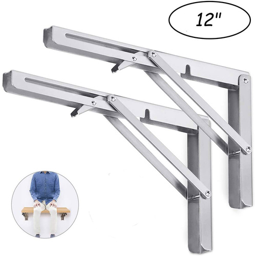 2PCS Steel Wall Mounted Folding Triangle Angle Shelf Support Bracket Rack