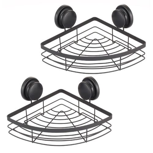 2 Pack Corner Shower Caddy Shelf Basket Rack with Premium Vacuum Suction Cup No-Drilling for Bathroom and Kitchen