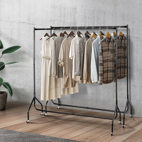 6FT Clothes Racks Metal Garment Display Rolling Rail Hanger Airer Stand Portable