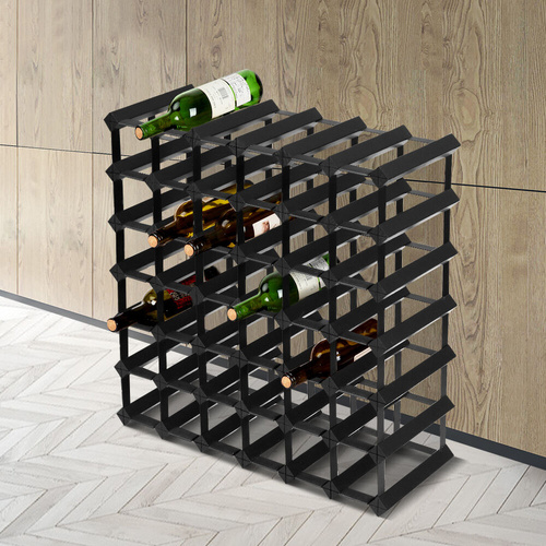 Timber Wine Rack Wooden Storage Wall Racks Holders Cellar Black