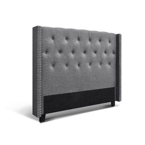 Bed Head Headboard Bedhead Fabric Frame Base Grey LUCA