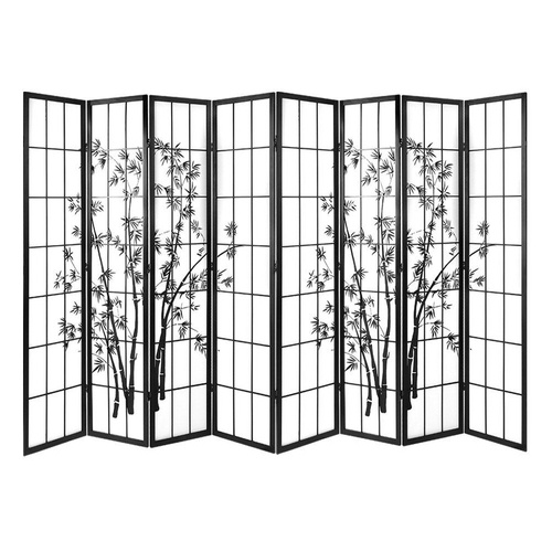 Pleasanton Room Divider Screen Privacy Dividers Pine Wood Stand Black White
