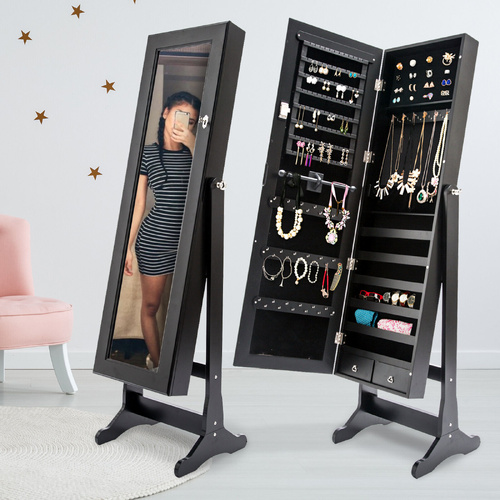 La Bella Mirror Jewellery Cabinet LOWE 146cm Organiser 2 Drawers