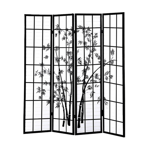 Scituate Free Standing Foldable  Room Divider Privacy Screen Bamboo Print