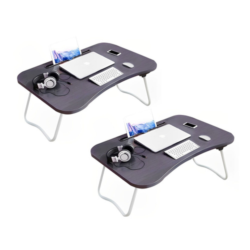 Black Portable Bed Table Adjustable Foldable Bed Sofa Study Table Laptop Mini Desk with Notebook Stand Card Slot Holder Home Decor