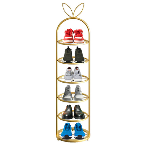 Gold Plated Metal Shoe Organizer Space Saving Portable Footwear Storage Shelf