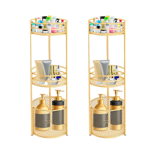3 Tier Bathroom Freestanding Storage Shelf Multifunctional Display Rack Organiser with Basket