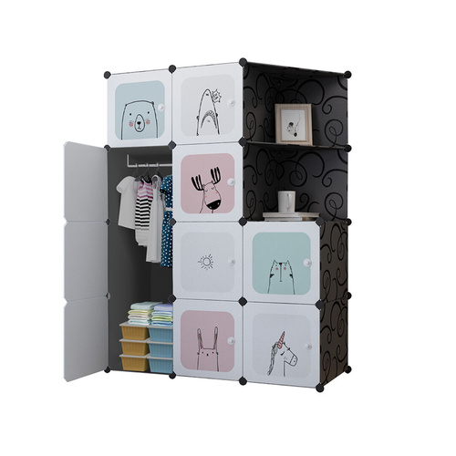 10 Cubes Portable Wardrobe Divide-Grid Modular Storage Organiser Foldable Closet with Doors