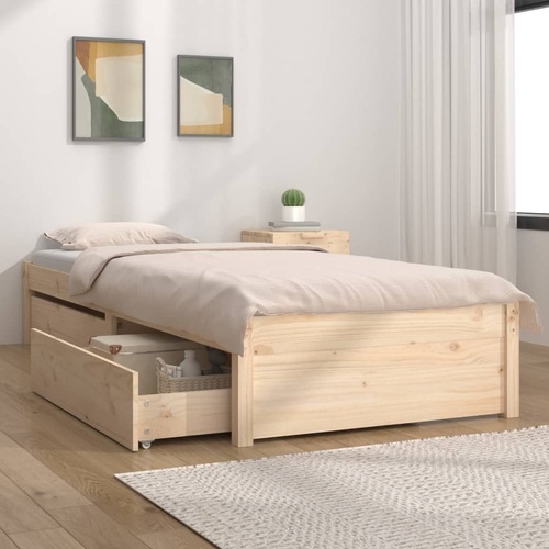 Bed Frame with Drawers 92x187 cm Single Bed Size