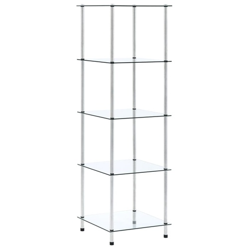 5-Tier Shelf Transparent 40x40x130 Tempered Glass