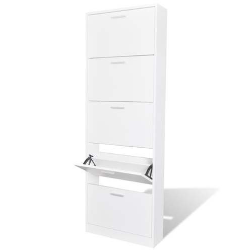 Wooden Shoe Cabinet with 5 Compartments