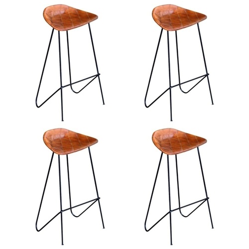 Bar Chairs Black and Brown Real Leather