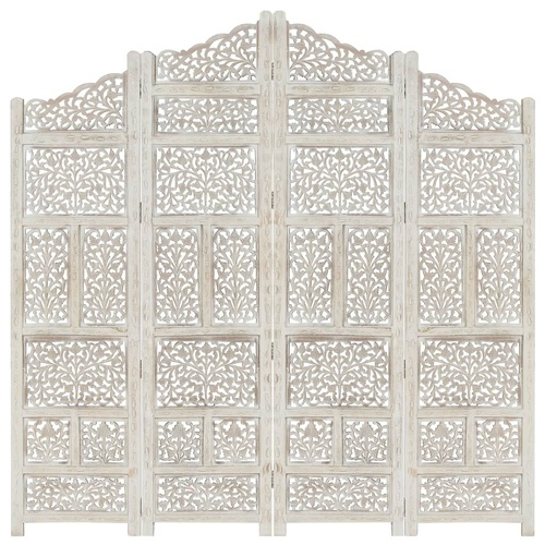 Carneys Hand carved 4-Panel Room Divider 160x165 cm Solid Mango Wood