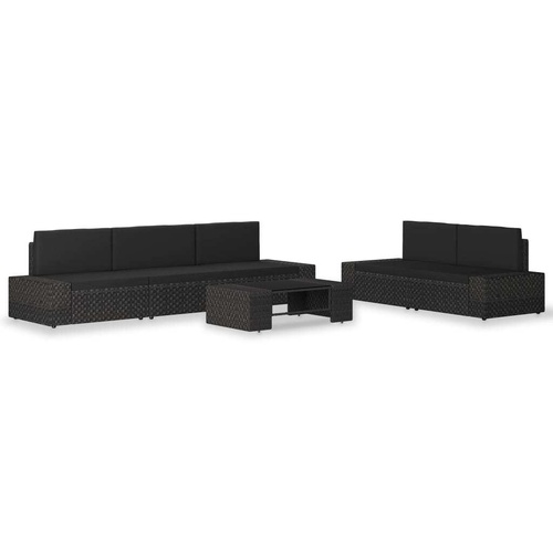 6 Piece Garden Lounge Set Poly Rattan