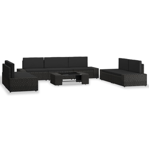 8 Piece Garden Lounge Set Poly Rattan