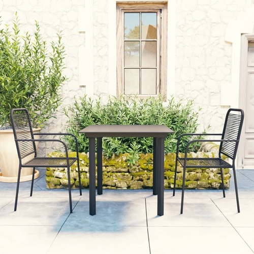 Garden Dining Set Black Glass and Steel