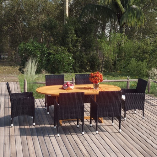 7 Piece Garden Dining Set Poly Rattan