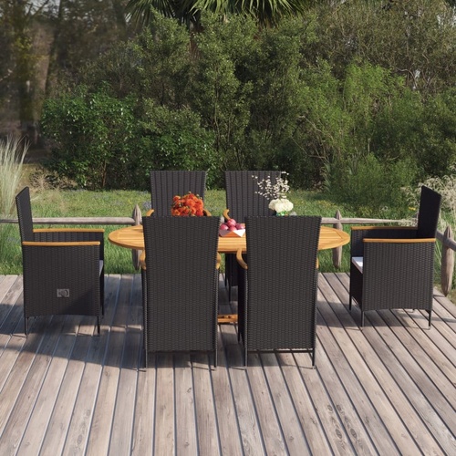 7 Piece Garden Dining Set Poly Rattan