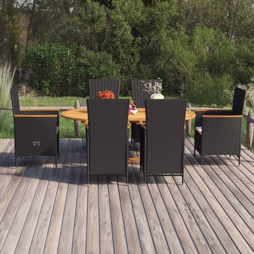 7 Piece Garden Dining Set Poly Rattan
