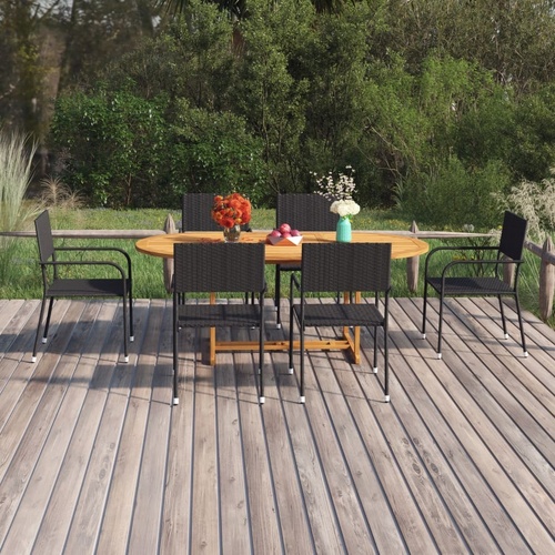 7 Piece Garden Dining Set Poly Rattan