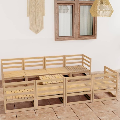 9 Piece Garden Lounge Set Solid Pinewood