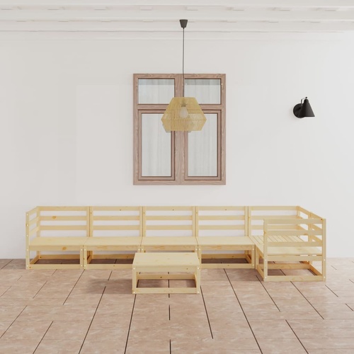7 Piece Garden Lounge Set Solid Pinewood