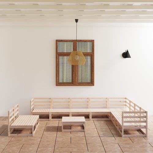 11 Piece Garden Lounge Set Solid Pinewood