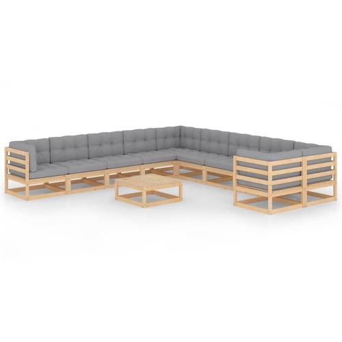 11 Piece Garden Lounge Set Solid Pinewood