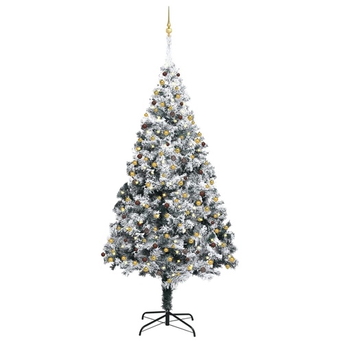 Artificial Christmas Tree LEDs&Ball Set&Flocked Snow Green