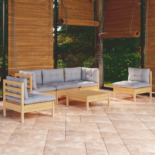 6 Piece Garden Lounge Set with Cushions Solid Pinewood