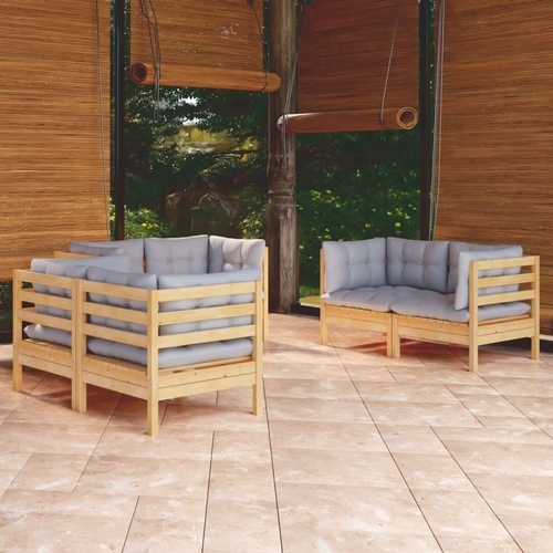 6 Piece Garden Lounge Set with Cushions Solid Pinewood