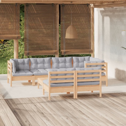 8 Piece Garden Lounge Set with Cushions Solid Pinewood