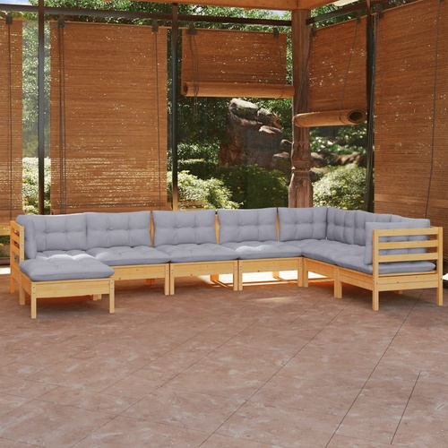 8 Piece Garden Lounge Set with Cushions Solid Pinewood