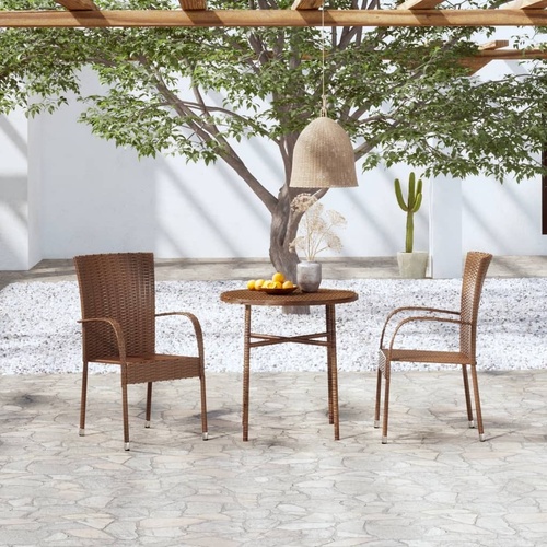 3 Piece Garden Dining Set Poly Rattan