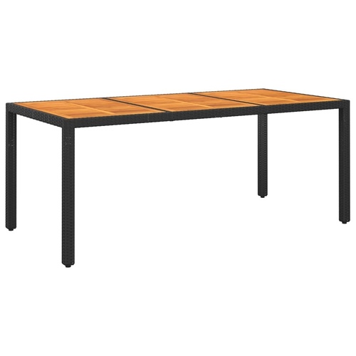 Garden Table 190x90x75 cm Acacia Wood and Poly Rattan