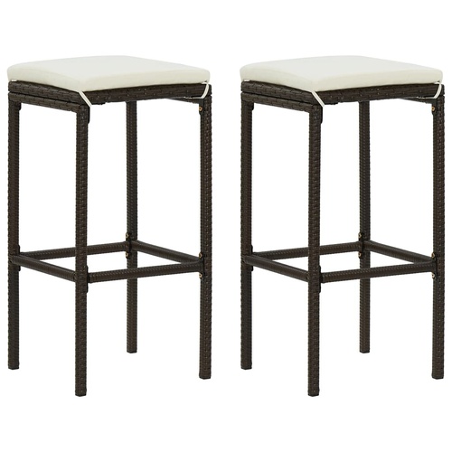 Bar Stools with Cushions Poly Rattan