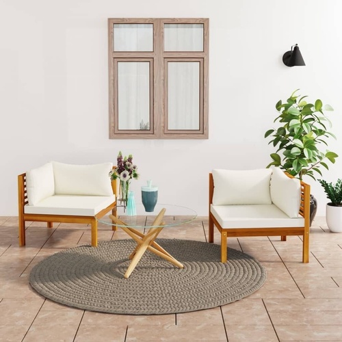 Corner Sofas with Cushions Solid Acacia Wood