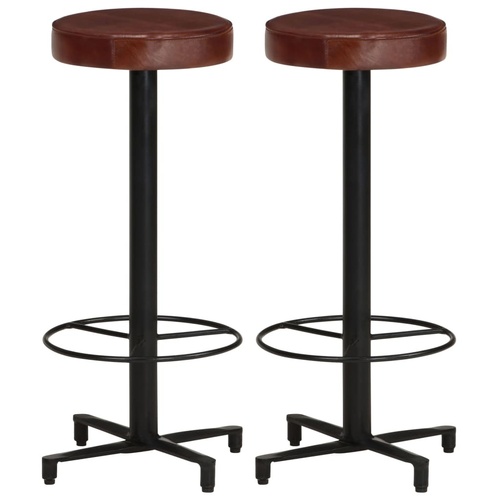 Bar Stools 2 pcs Real Leather