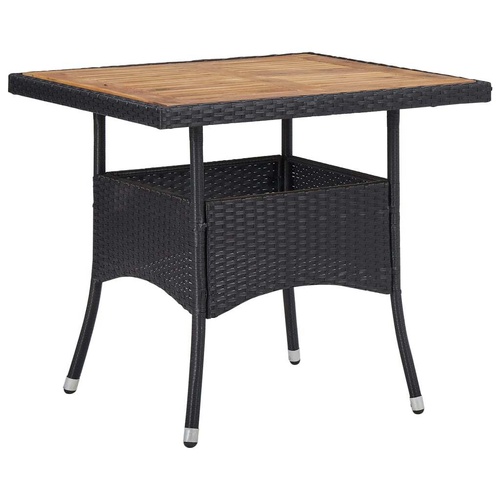 Outdoor Dining Table Poly Rattan and Solid Acacia Wood