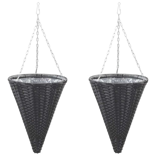Hanging Flower Baskets 2 pcs Poly Rattan