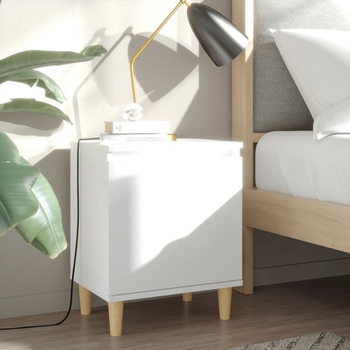 Hackensack Bed Cabinet with Solid Wood Legs 40x30x50 cm