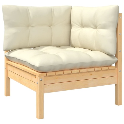 Garden Corner Sofa with Cushions Solid Pinewood