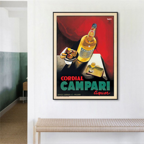 Cordial Campari Liquor Black Frame Canvas Wall Art