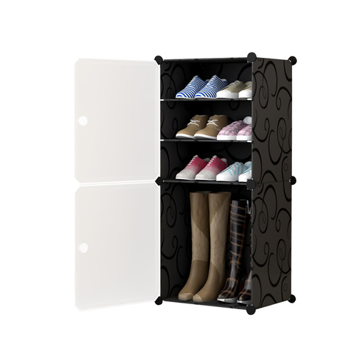 4 Tier Shoe Rack Organizer Sneaker Footwear Storage Stackable Stand Cabinet Portable Wardrobe with Cover