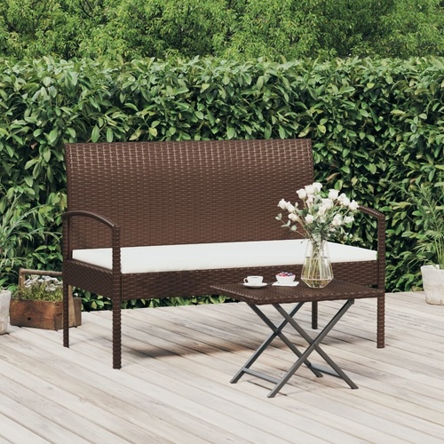 Garden Bench with Cushion 105 cm Poly Rattan